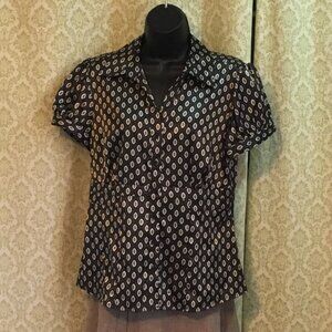 Apt 9 short sleeve black & gray button down shirt